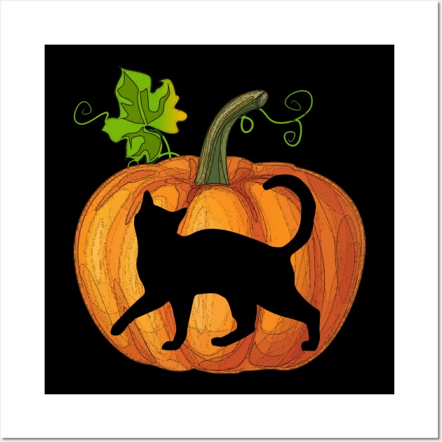 Cat in pumpkin Wall Art by Flavie Kertzmann